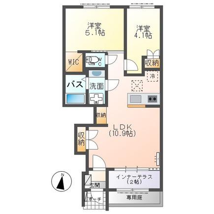 シエル ラフィネ(2LDK/1階)の間取り写真