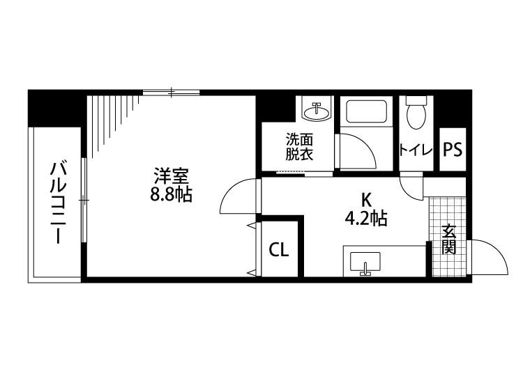 コンコース東堀(1K/7階)の間取り写真