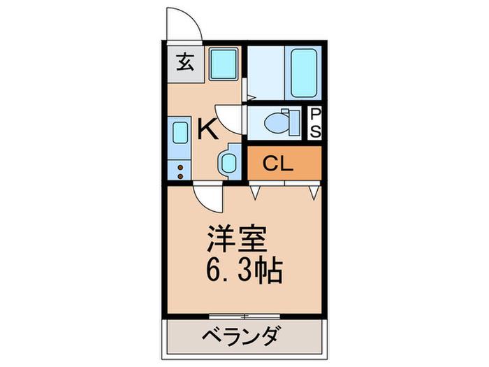 バウハウス鷹合(1K/2階)の間取り写真