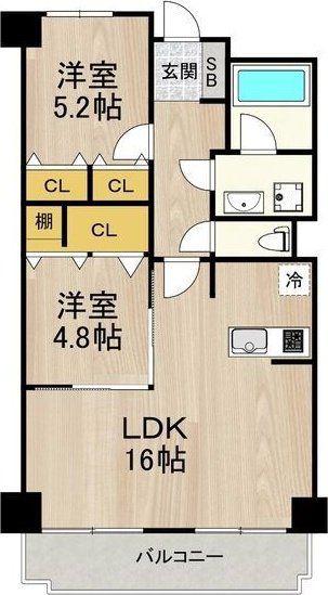インプルーブ天満橋(2LDK/9階)の間取り写真