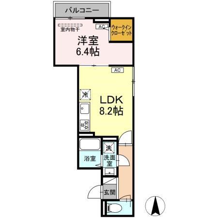 セレスティア関原(1LDK/3階)の間取り写真