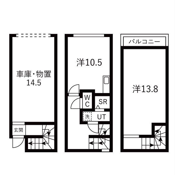ラフマート南塚口(1LDK/1階)の間取り写真
