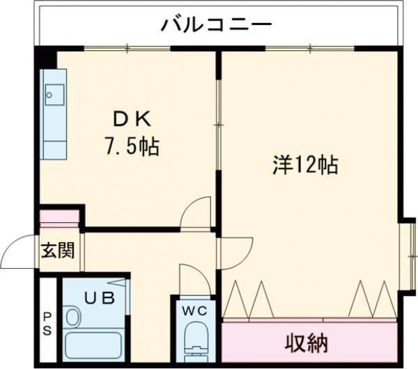 大津池第2マンション(1DK/1階)の間取り写真