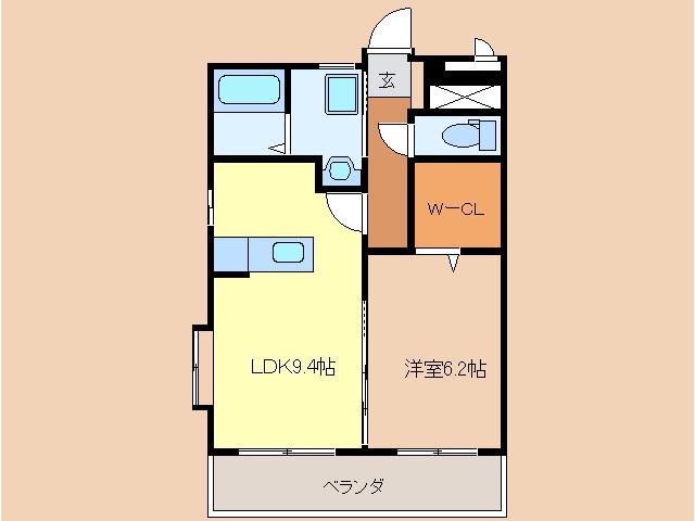イースト COURT(1LDK/1階)の間取り写真
