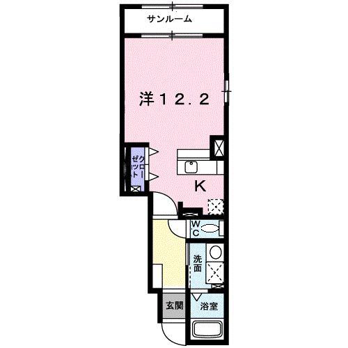 ファミーユII(1K/1階)の間取り写真