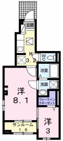 ベル ルミエール 南I(2K/1階)の間取り写真