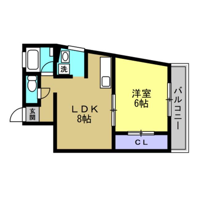 ウスヰマンション(1LDK/2階)の間取り写真
