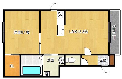 TOWN木野11(1LDK/1階)の間取り写真