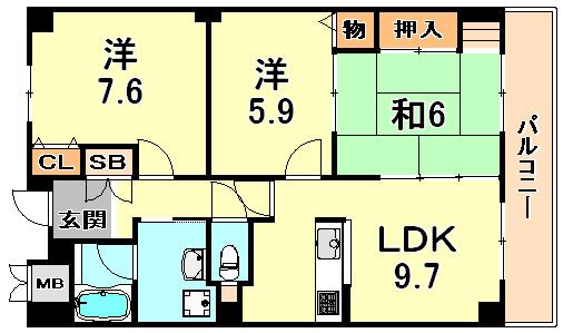 IVY HEIGHTS(3LDK/8階)の間取り写真