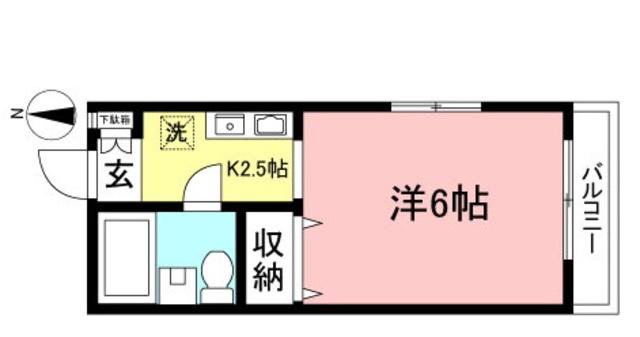 ハイネス代沢(1K/1階)の間取り写真