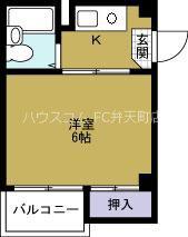 ヴィラ港晴(1K/2階)の間取り写真