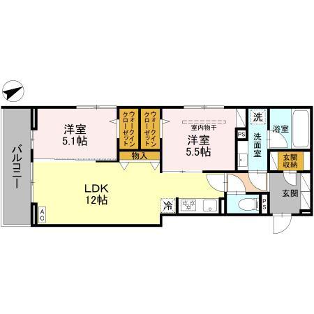ヴェントプーロ東松山(2LDK/3階)の間取り写真