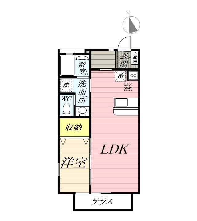 ラフール湘南(1LDK/1階)の間取り写真