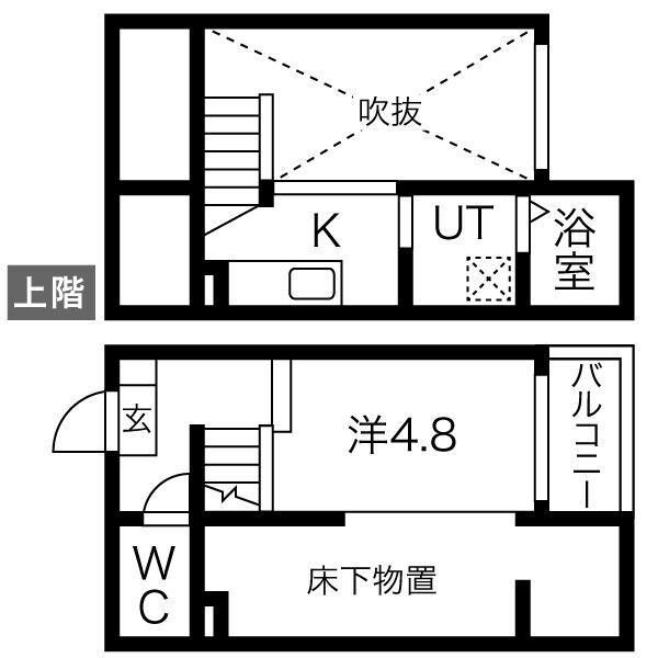 フレシール道徳(1K/1階)の間取り写真