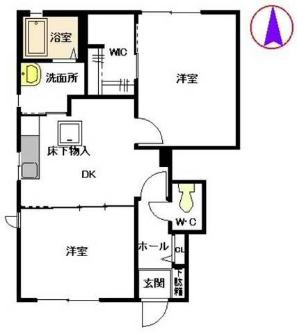 メルベーユ筒井A(2DK/1階)の間取り写真