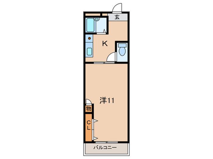 グランビュー太平(1K/4階)の間取り写真