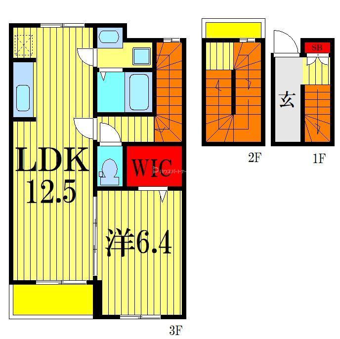 ビエントII(1LDK/3階)の間取り写真