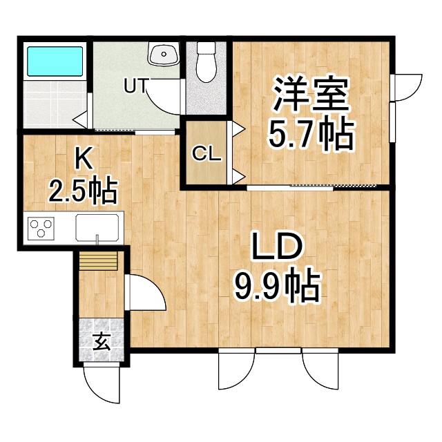 アイーレII(1LDK/1階)の間取り写真