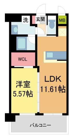 プレジオさくら夙川(1LDK/3階)の間取り写真