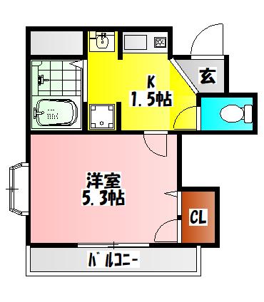 第5高橋ハイツ(1K/2階)の間取り写真