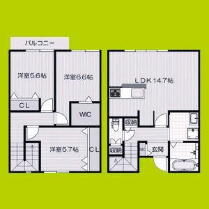 メゾネット別所(3LDK/1階)の間取り写真