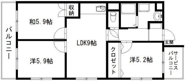ラフォーレ東(3LDK/2階)の間取り写真