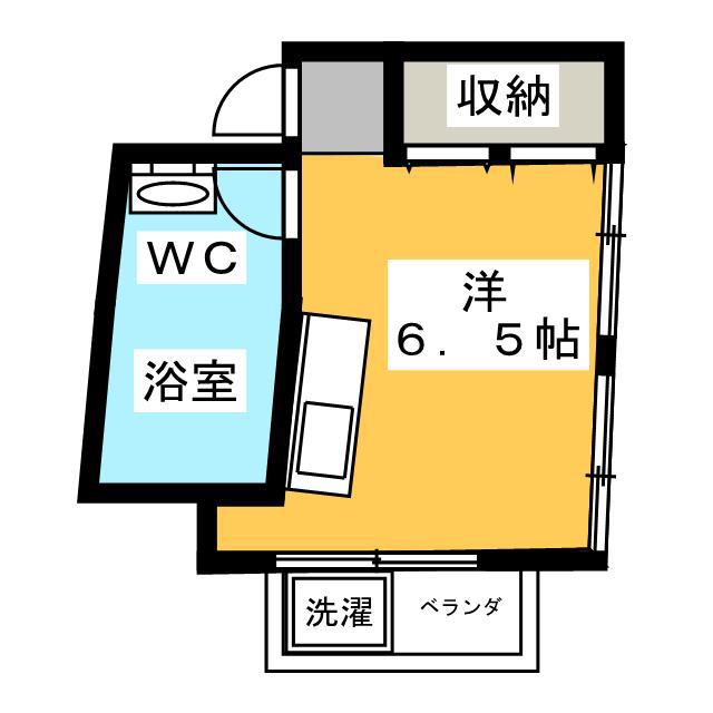 ハプニングタワー(ワンルーム/5階)の間取り写真