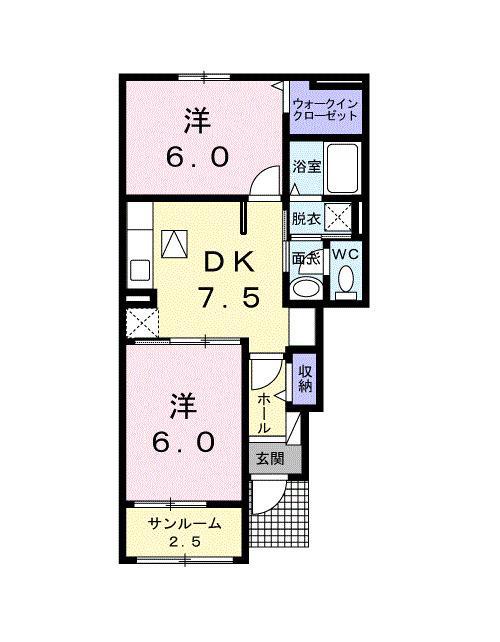 サングリーン宇土B(2DK/1階)の間取り写真