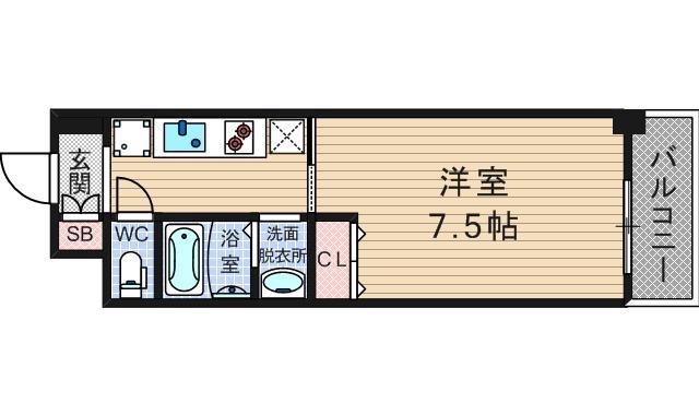 KDXレジデンス難波(1K/2階)の間取り写真