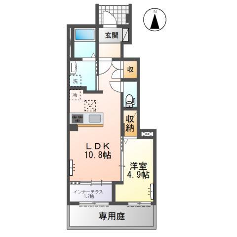 木曽川町門間南屋敷アパート(1LDK/1階)の間取り写真
