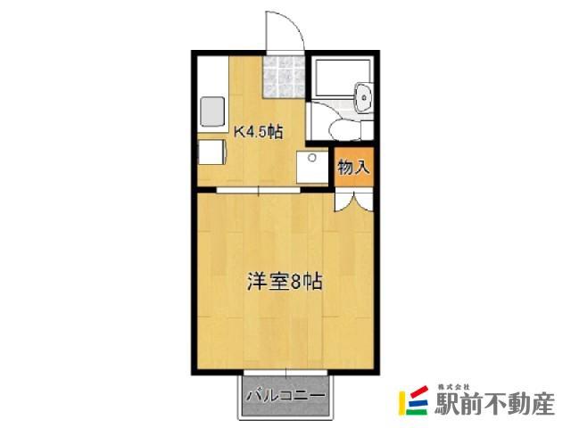 シティ西新C棟(1DK/2階)の間取り写真