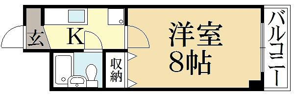メゾンジョアII(1K/4階)の間取り写真
