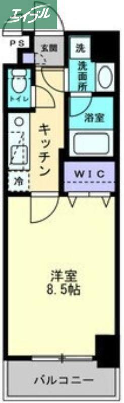 アルファレガロ南中央町(1K/7階)の間取り写真