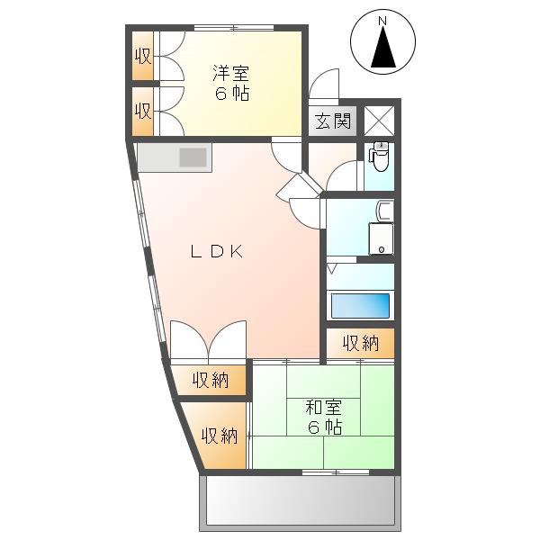 ルシエ春日井(2LDK/4階)の間取り写真