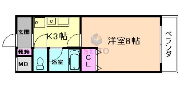 ジェイスクエア庄内(1K/4階)の間取り写真