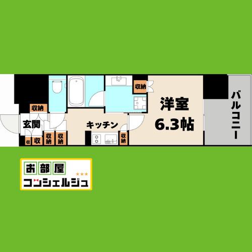 リニアゲートタワー名古屋(1K/3階)の間取り写真
