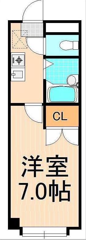 ベルウッド綾瀬(1K/2階)の間取り写真
