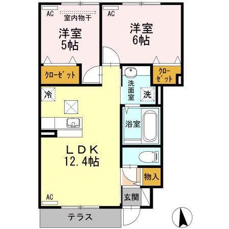 フォレスタ中央(2LDK/1階)の間取り写真