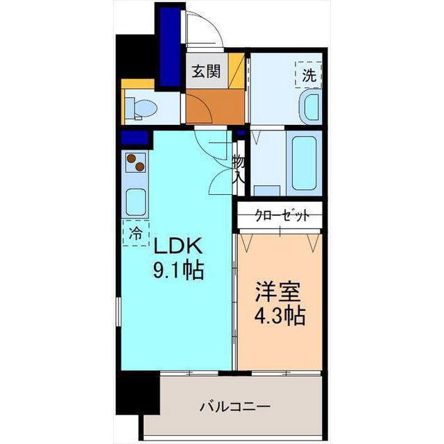 RITZ9(1LDK/4階)の間取り写真