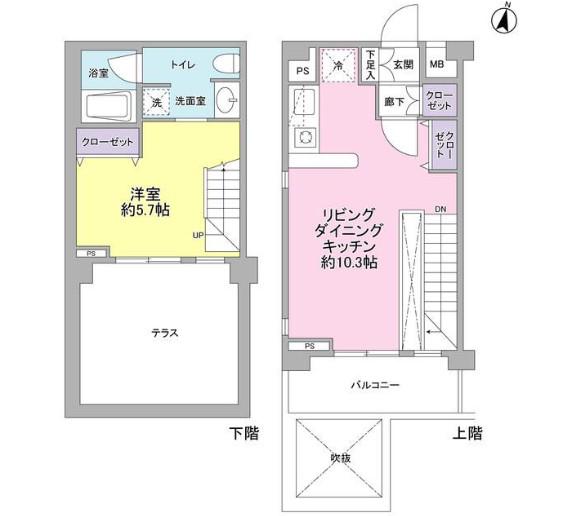 サンピエス桜新町(1LDK/B1階)の間取り写真