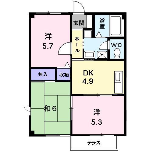 アーバンライフB(3DK/1階)の間取り写真
