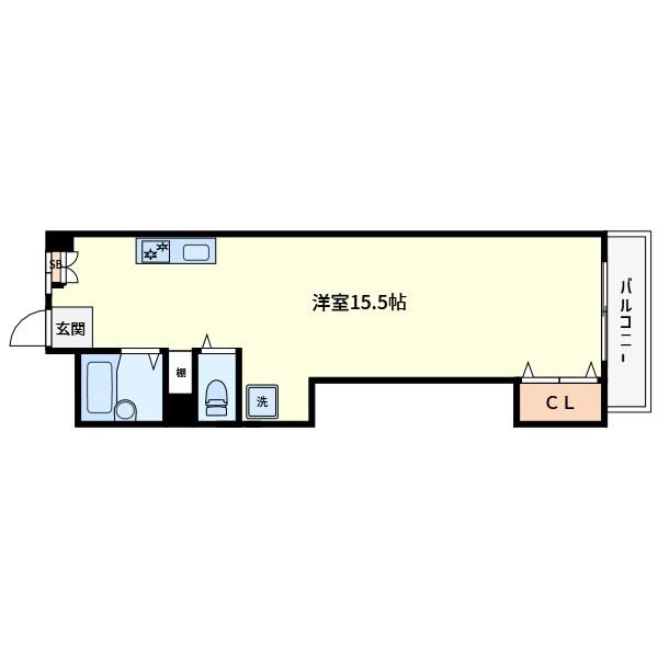 宮内サンハイツ竹ノ塚C(ワンルーム/5階)の間取り写真