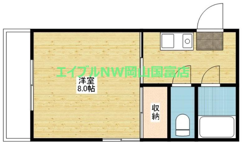 ドゥリーム浜(1K/4階)の間取り写真