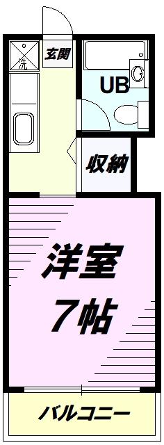 ヴァンベールTATE(ワンルーム/2階)の間取り写真