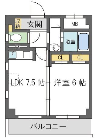 TSカーサSECONDO(1LDK/7階)の間取り写真