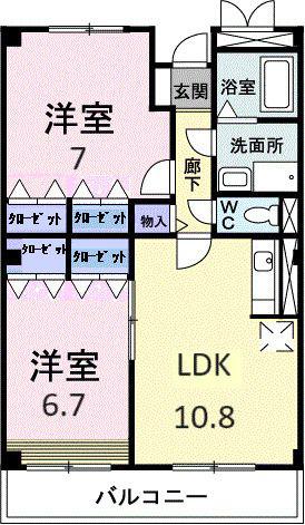 アイランド翼B(2LDK/3階)の間取り写真