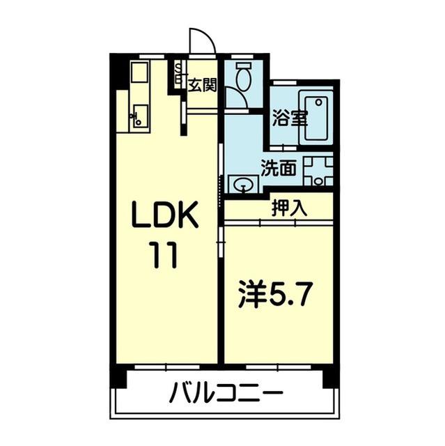 O.D.Aビル(1LDK/4階)の間取り写真