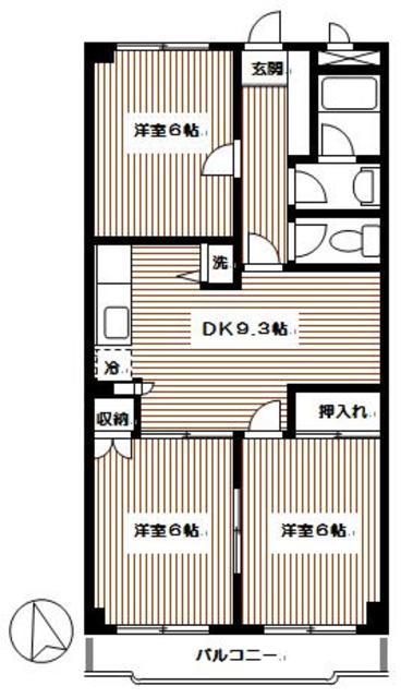 ソシアTM(3DK/3階)の間取り写真