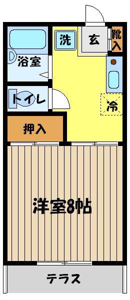 グリーンガーデンII(1K/1階)の間取り写真