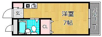 第二小川ハイツ(ワンルーム/1階)の間取り写真